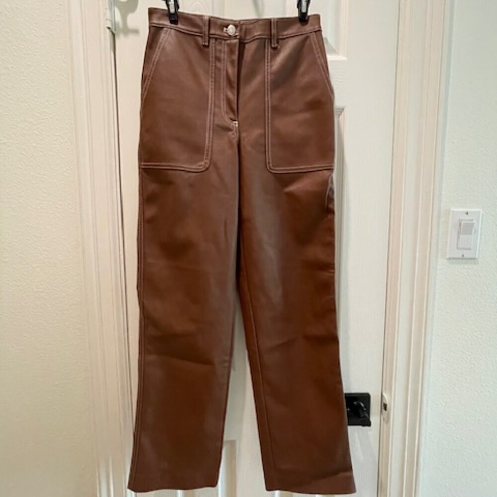 Aritzia Wilfred Brown Vegan Leather Pants Size 2